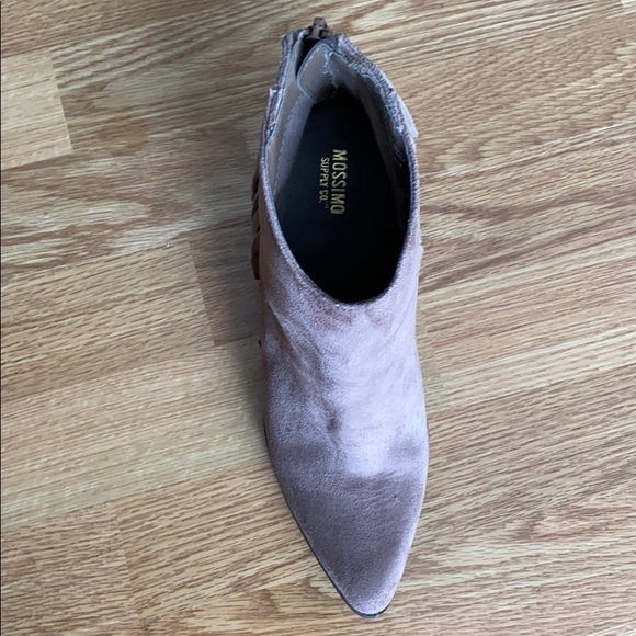 Fringe Taupe Pointed Toe Booties - Picture 3 of 3